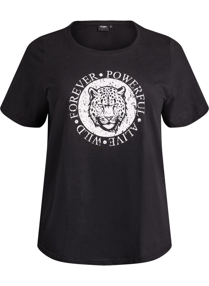 T-Shirt mit Print, Schwarz, Packshot image number 0