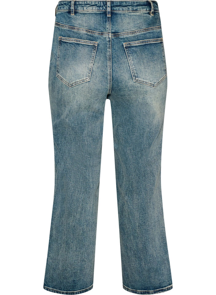 Jean Kiana coupe droite &agrave; l'effet l&eacute;g&egrave;rement us&eacute;, Bleu, Packshot image number 1