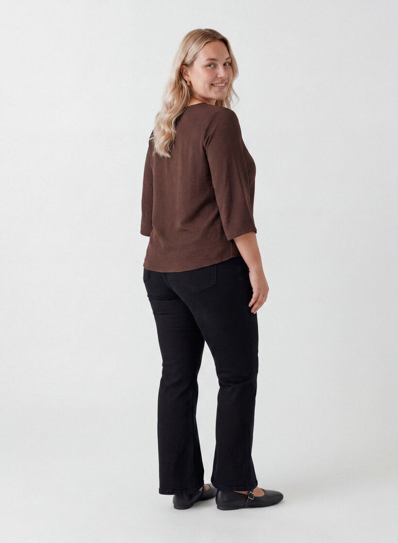 Bluse mit 3/4-&Auml;rmeln, Braun, Model image number 2