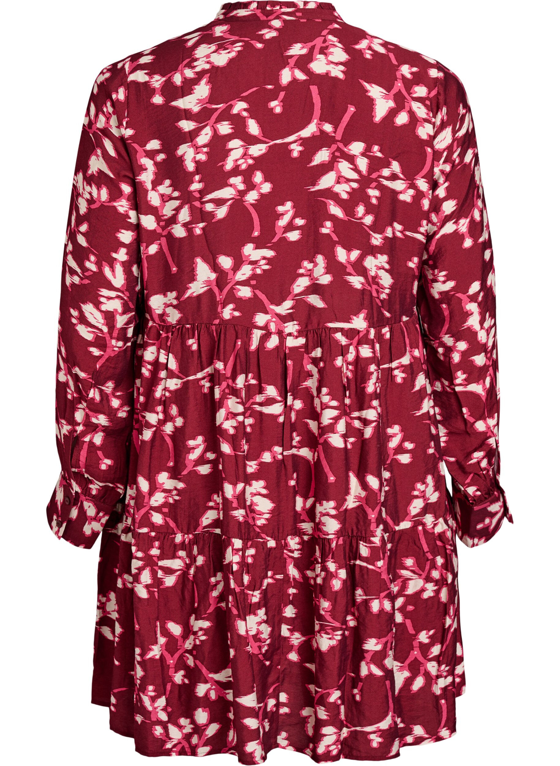 Zizzi A-Linien-Kleid mit R&uuml;schenkragen, Rot, Packshot image number 1