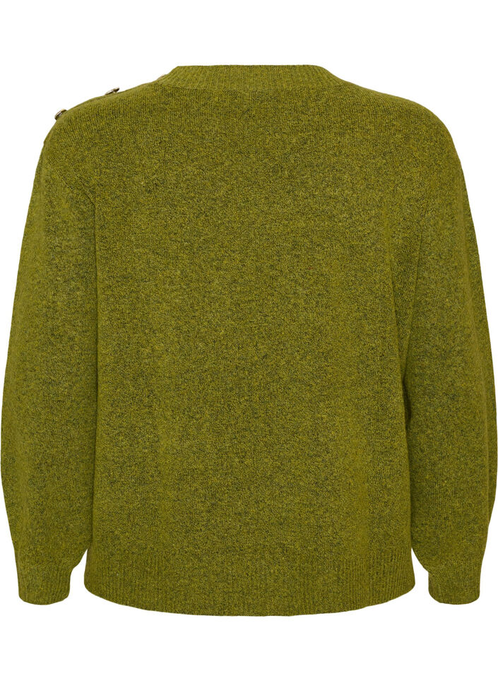 Strickbluse mit Knopfleiste, Gr&uuml;n, Packshot image number 1