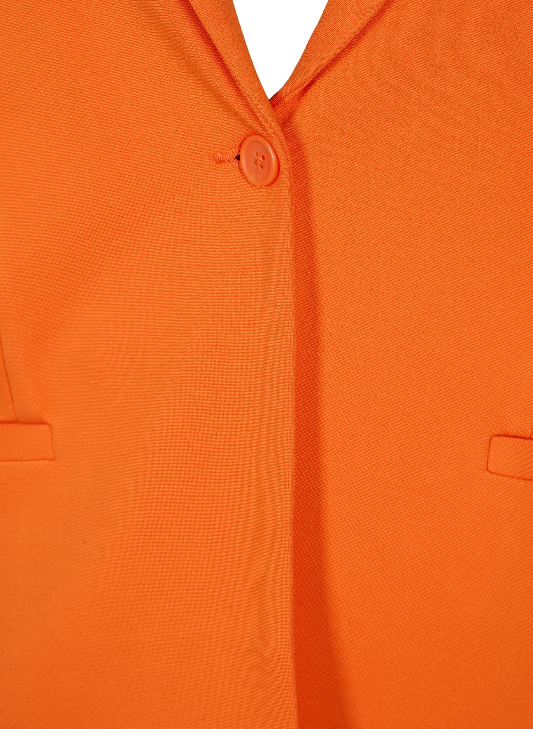 Zizzi Blazer simple avec bouton et poches d&eacute;coratives, Mandarin Orange, Packshot image number 2
