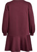 Robe sweat courte avec volants, Bordeaux foncé, Packshot image number 1