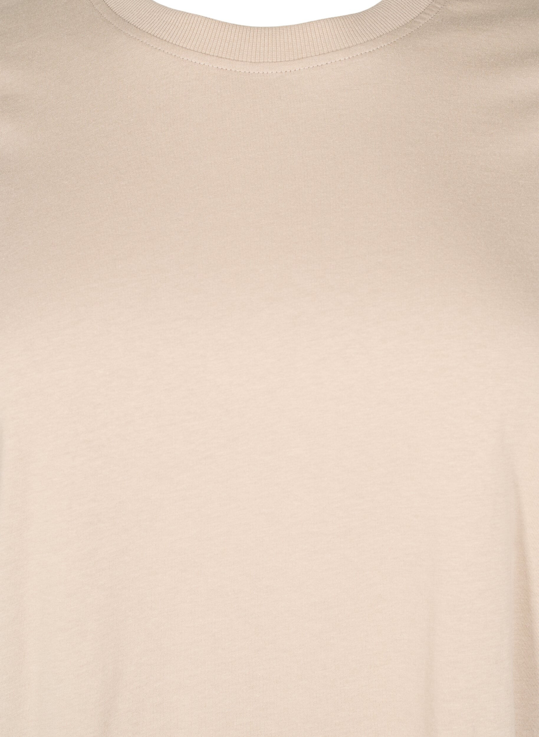 Zizzi Basic T-Shirt aus Baumwolle mit Rundhalsausschnitt, Beige, Packshot image number 2