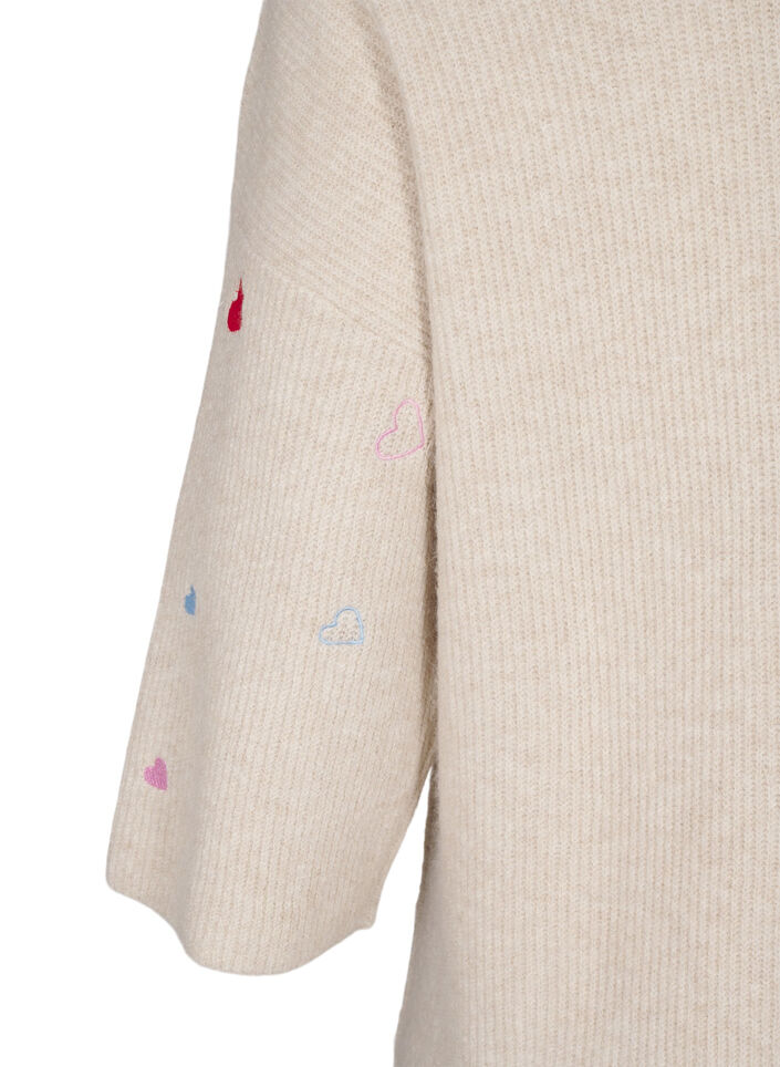 Strickbluse mit Herzen und 3/4-&Auml;rmeln, Beige, Packshot image number 3