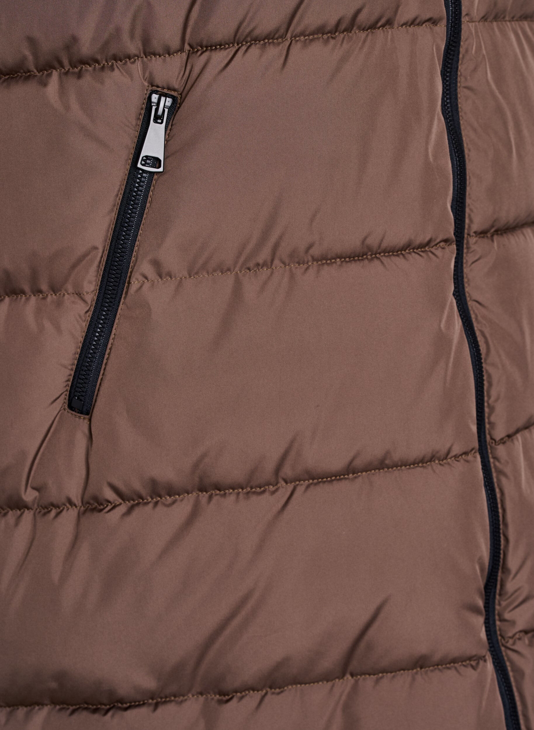 Zizzi Langer Weste mit Kapuze und Taschen, Braun, Packshot image number 3