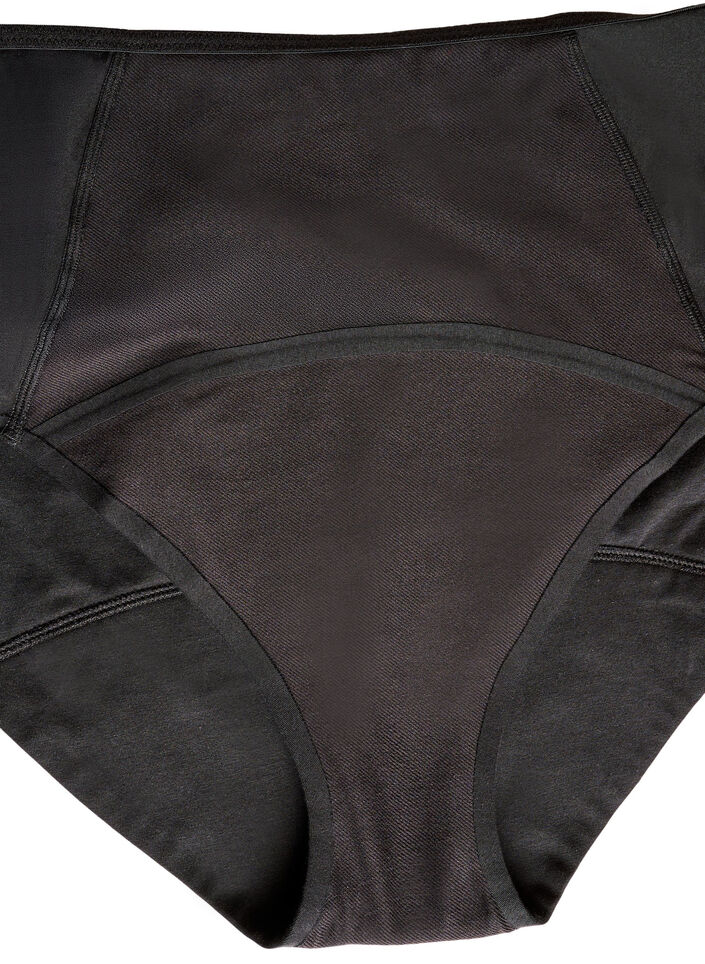 Culotte menstruelle de nuit taille haute en coton, Noir, Packshot image number 3