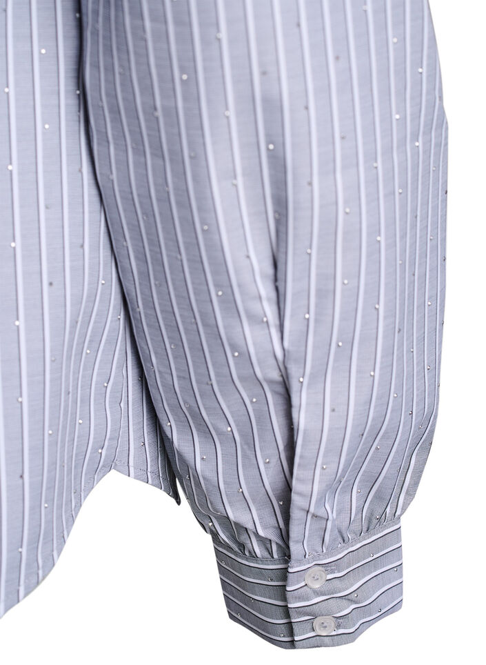 Bluse mit Streifen und Nieten, Schwarz, Packshot image number 3