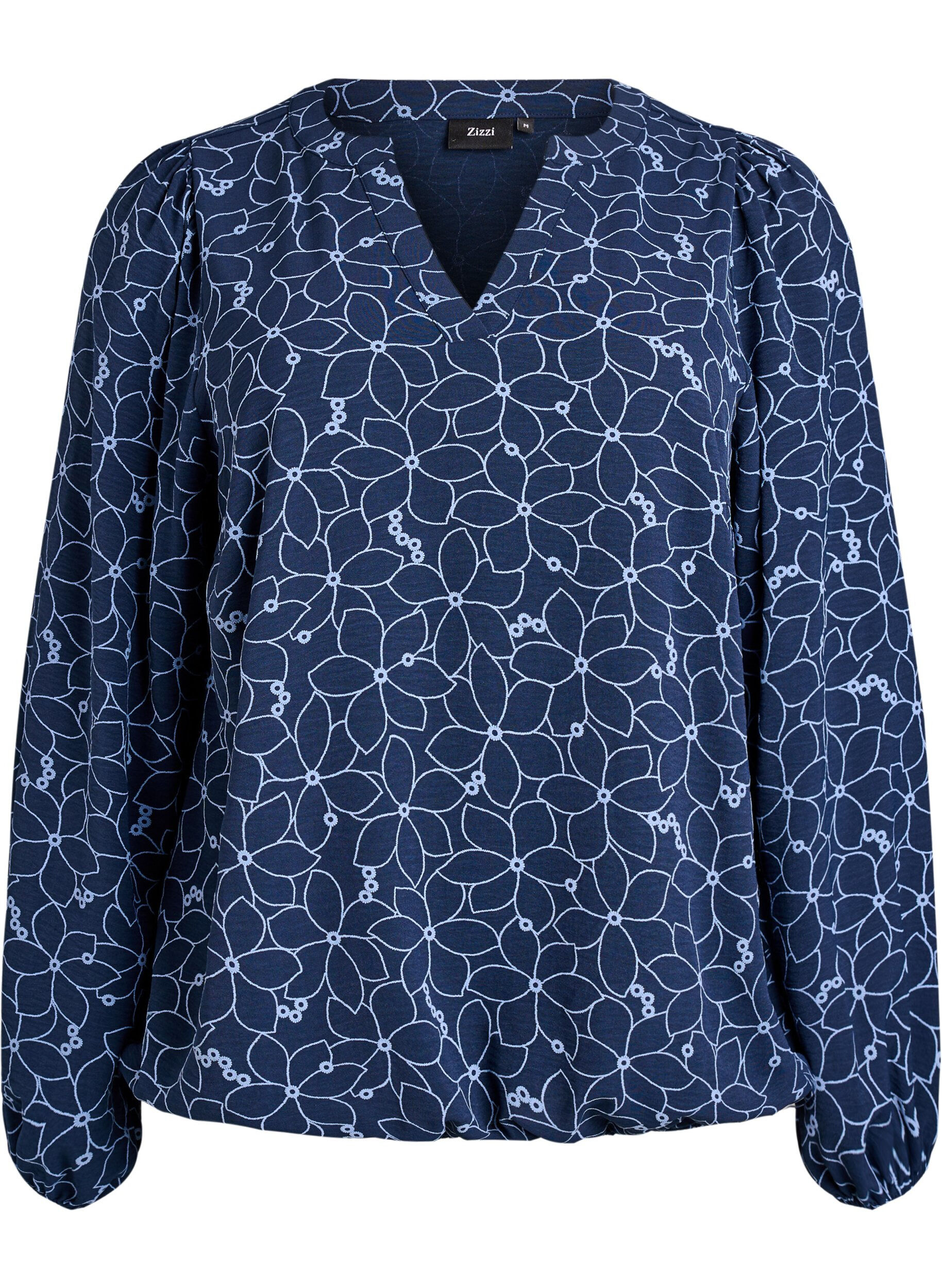 Blouse &agrave; manches longues avec broderie florale