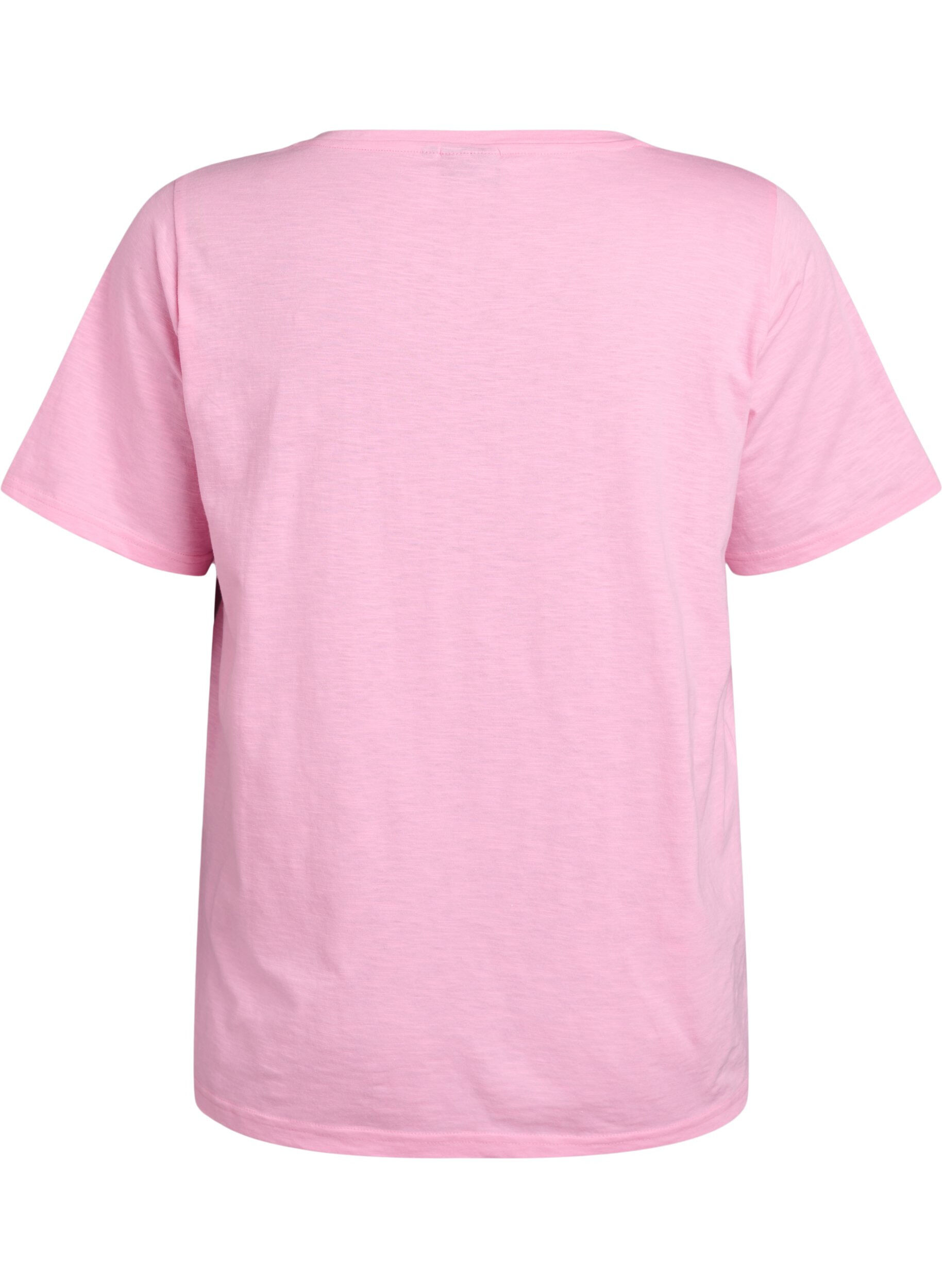 ZizziT-shirt basique &agrave; manches courtes et col en V, Rose, Packshot image number 1