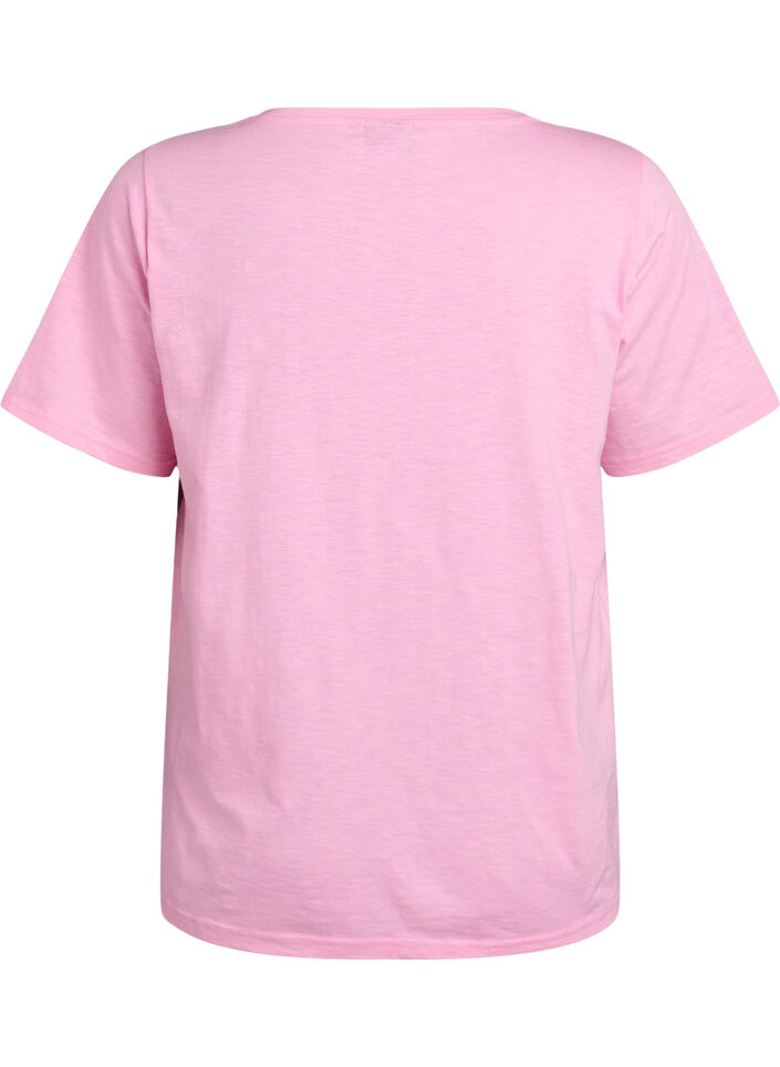 T-shirt basique &agrave; manches courtes et col en V, Rose, Packshot image number 1