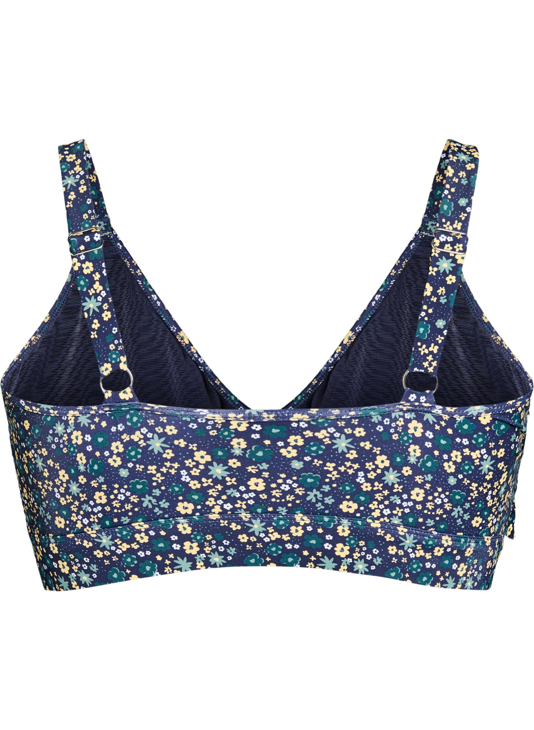ZizziHaut de bikini &agrave; fleurs et &agrave; d&eacute;tails de jabot, Bleu p&eacute;trole, Packshot image number 1