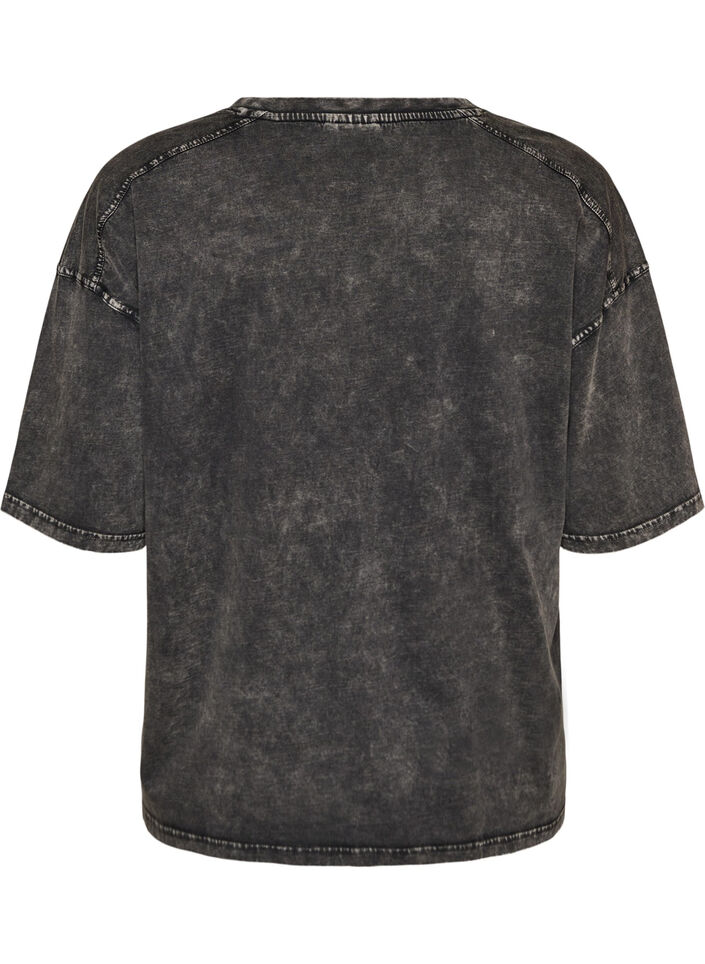 Oversized T-Shirt aus Bio-Baumwolle mit College-Print, Schwarz, Packshot image number 1