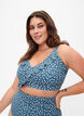 Bikini-Top mit R&uuml;schendetails und Blumenprint, Petrol, Model image number 0