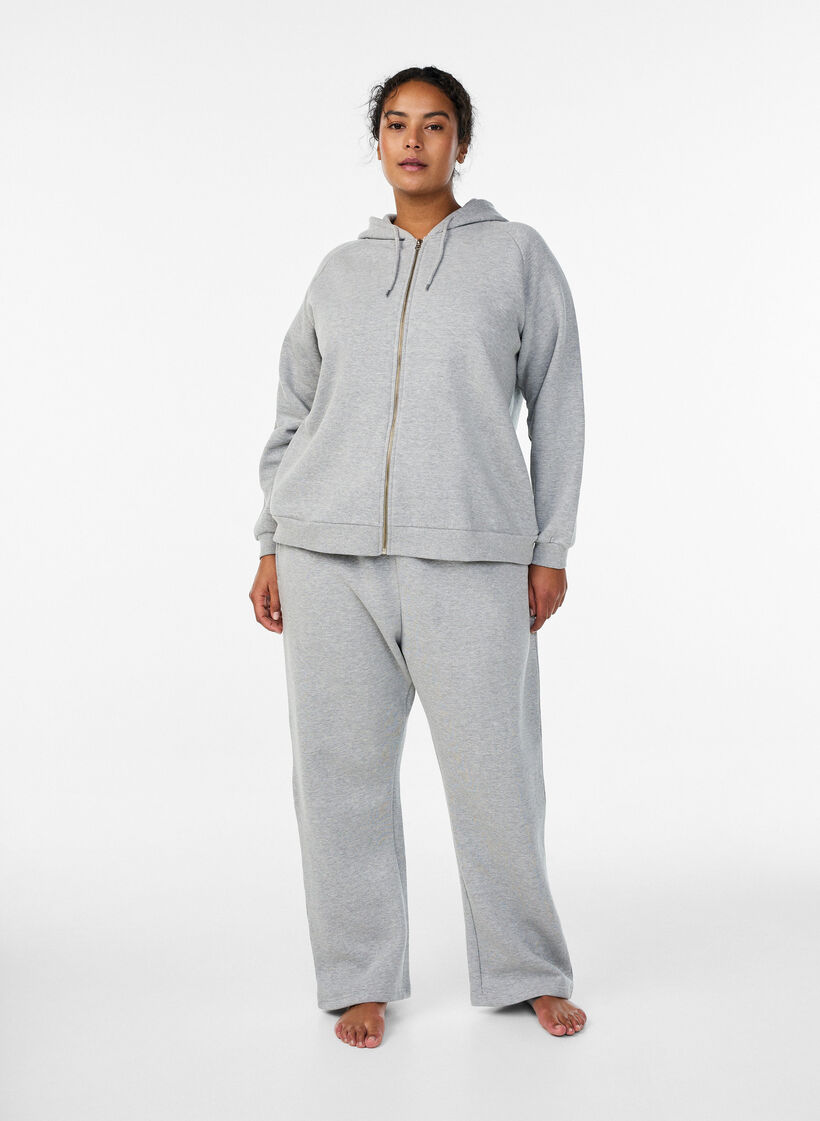 Pantalon de jogging taille haute avec int&eacute;rieur bross&eacute;, Gris, Model image number 0