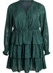 Kurzes Kleid mit R&uuml;schen und Strukturmuster, Gr&uuml;n, Packshot image number 0