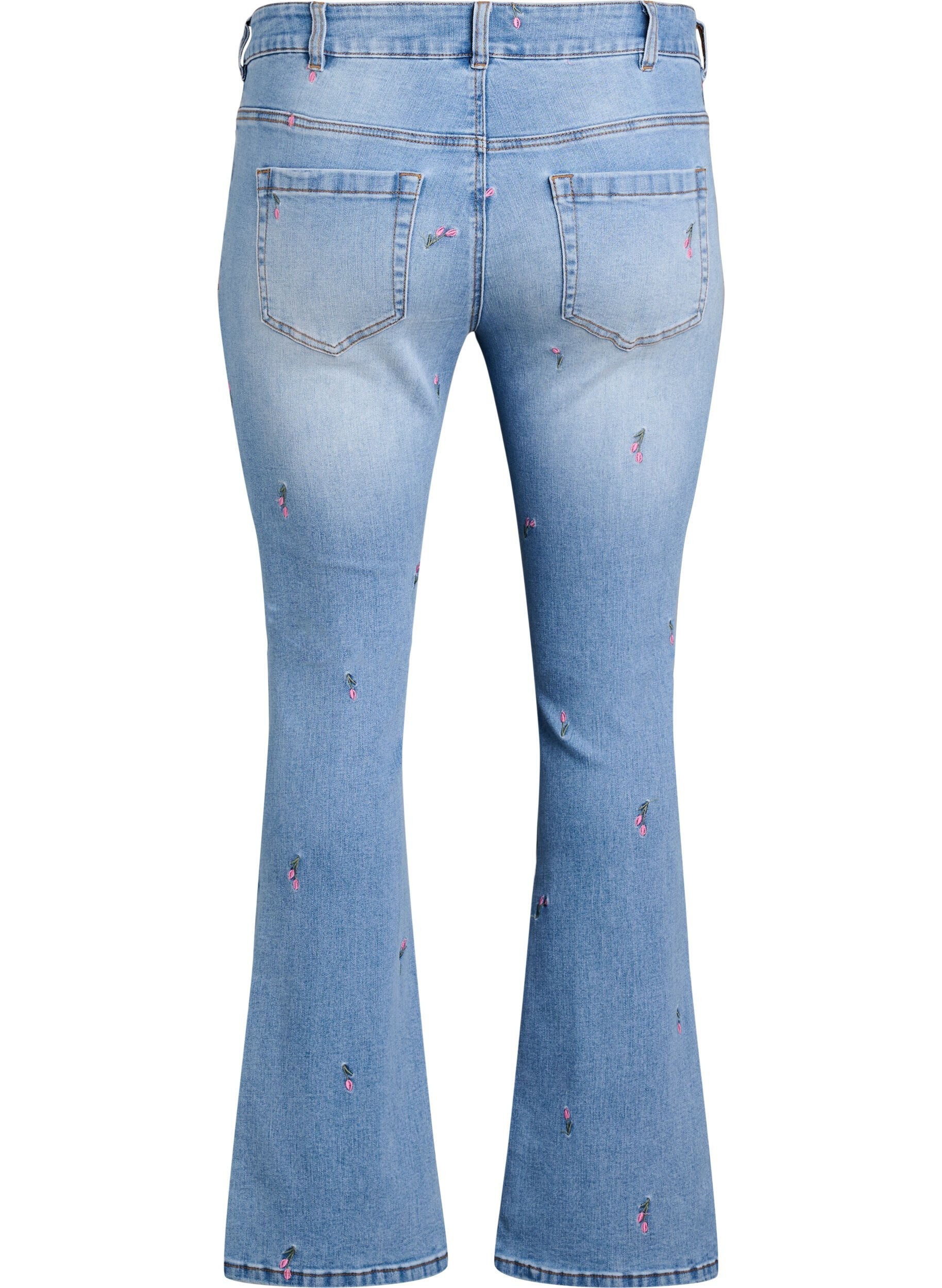 Zizzi Jeans bootcut avec des fleurs brod&eacute;es, Bleu Clair, Packshot image number 1
