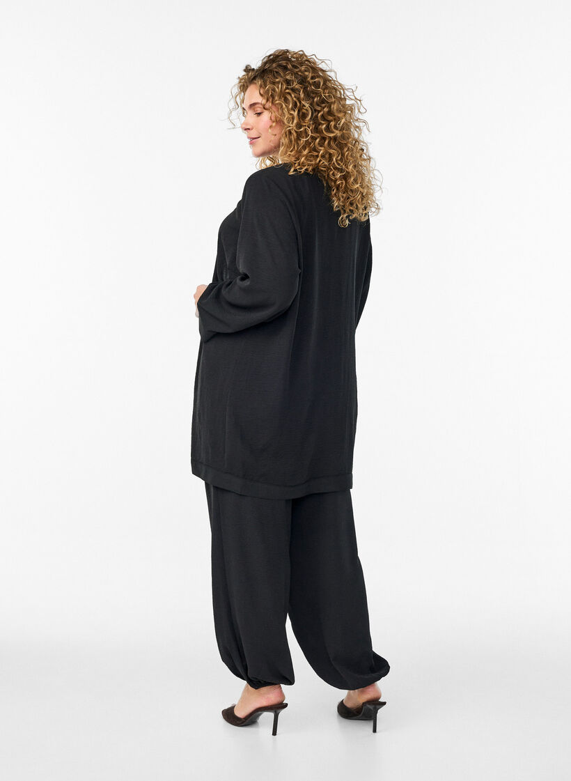 Pantalon balloon taille haute, Noir, Model image number 1