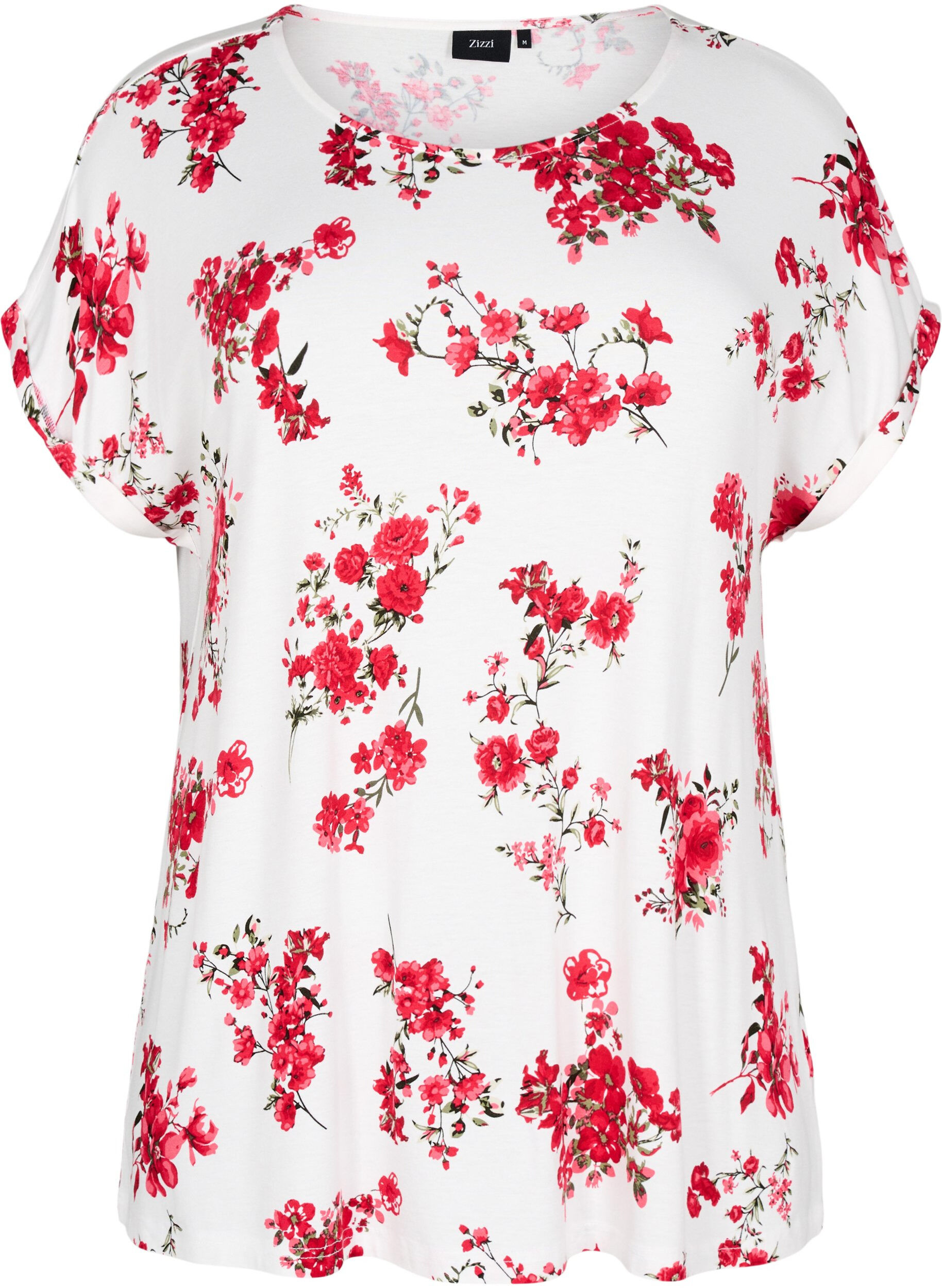 Zizzi T-shirt avec imprim&eacute; floral, Rouge, Packshot image number 0