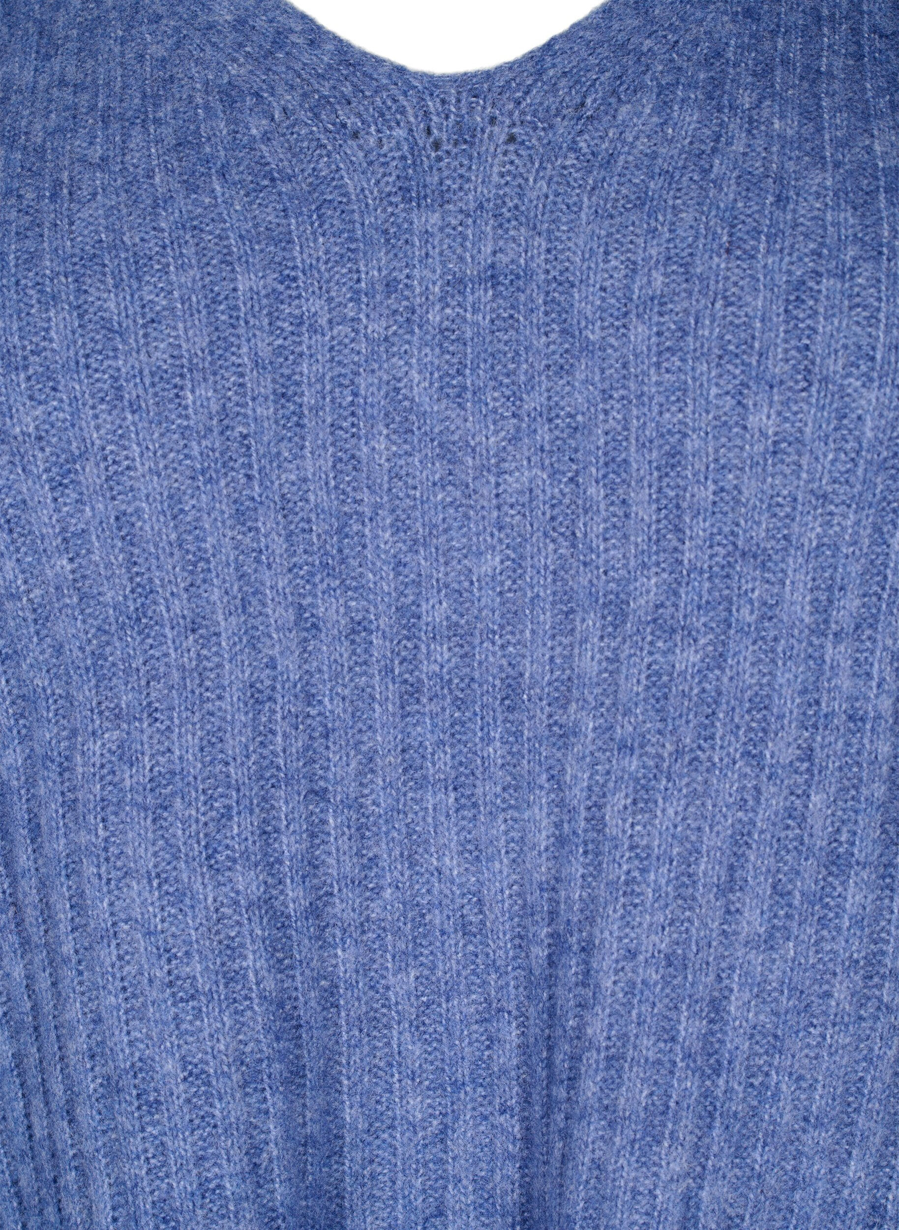 Zizzi Strickpullover mit Schlitz, Gray Blue Mel., Packshot image number 2