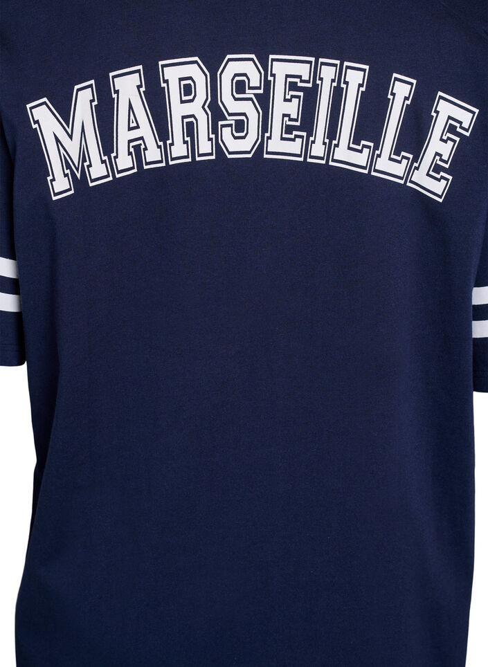 Robe T-shirt courte avec détails sport, Bleu, Packshot image number 3