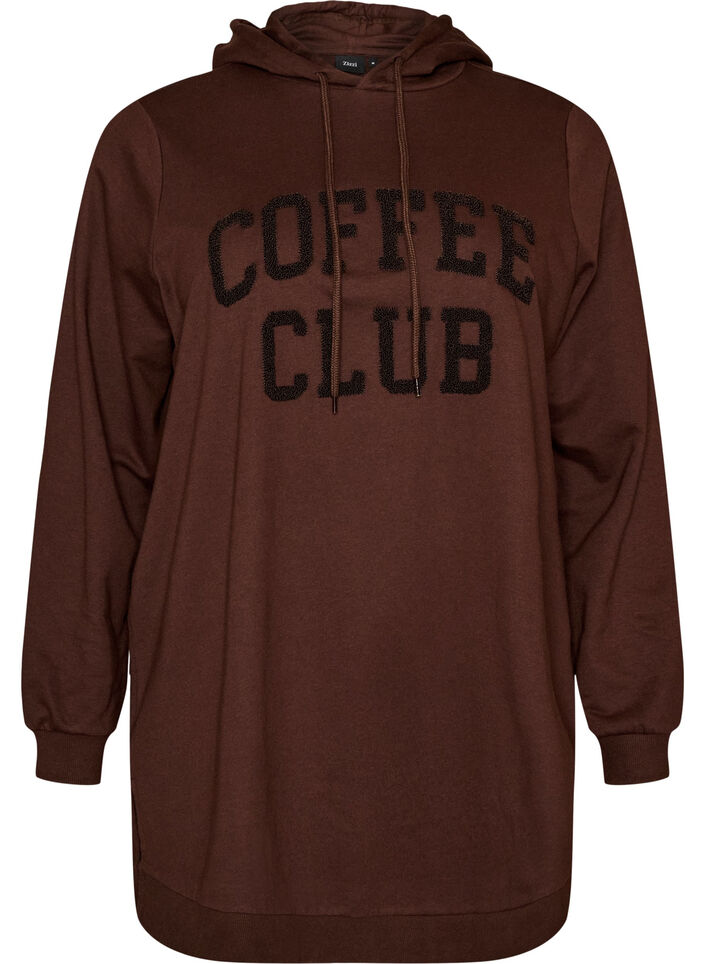 Sweat &agrave; capuche avec une inscription en bouclette, Marron, Packshot image number 0