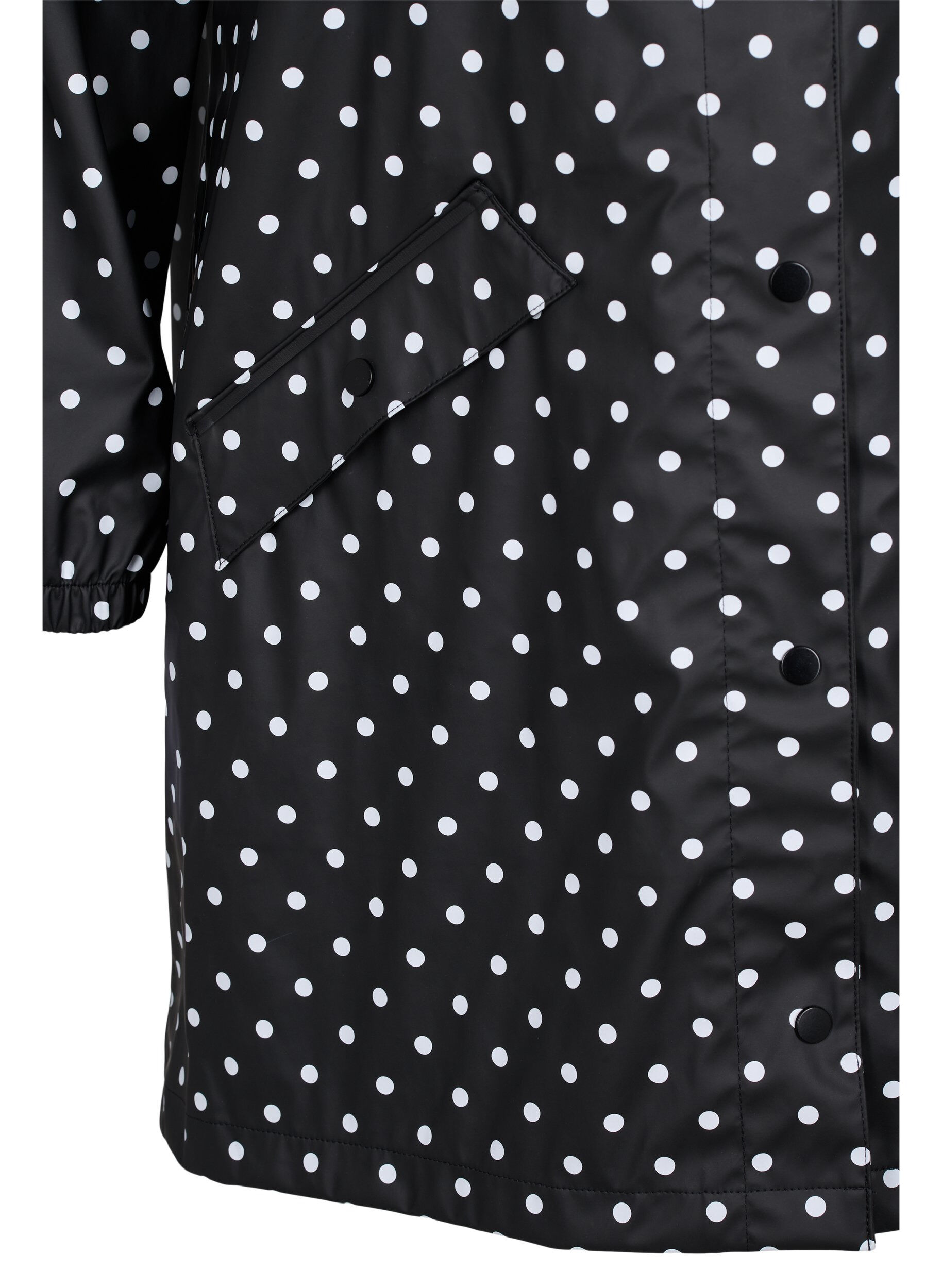 Zizzi Veste de pluie &agrave; pois avec capuche, Black W/White Dot, Packshot image number 3
