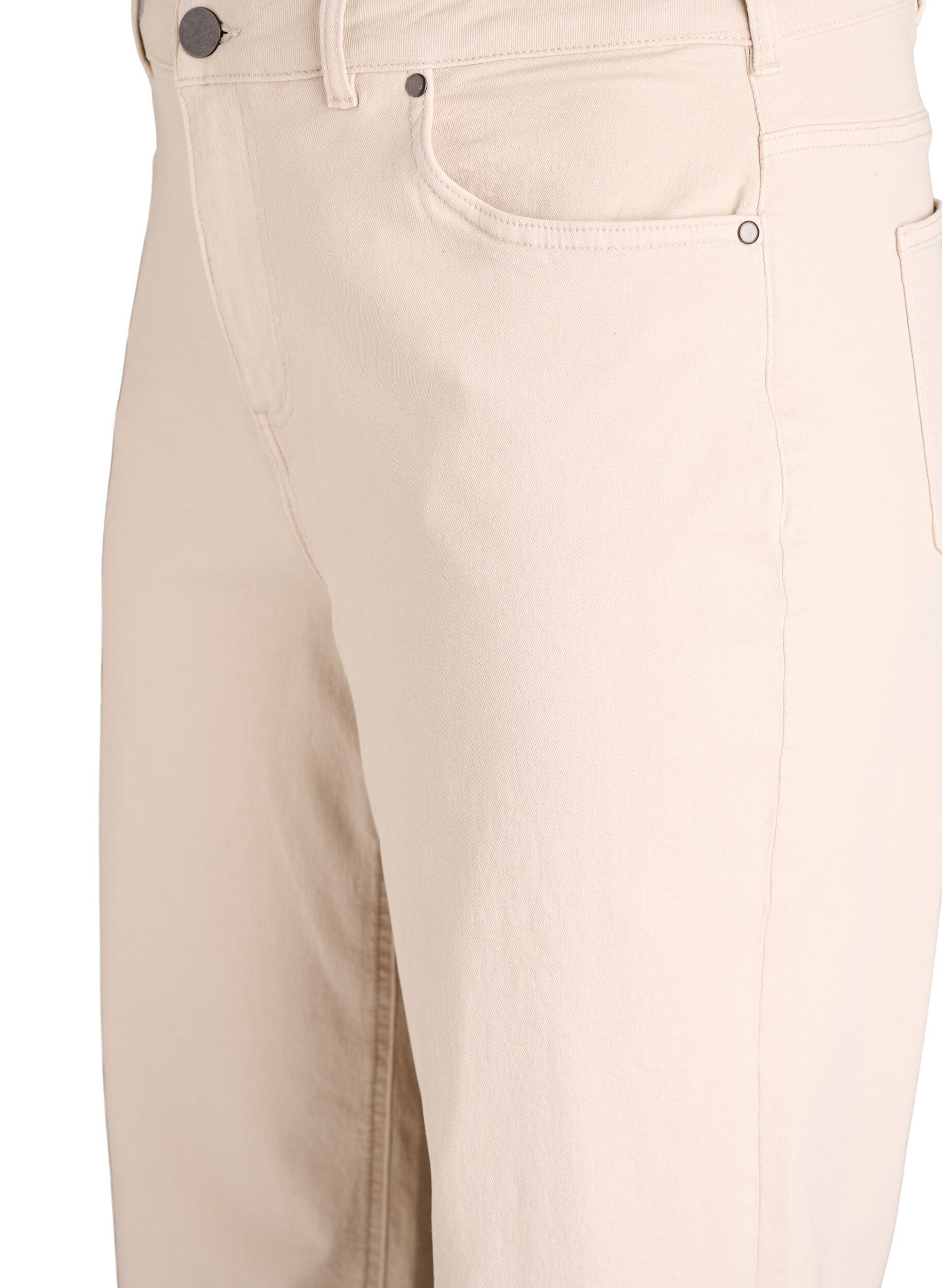 Zizzi Farbige Myra Jeans mit weiter Passform und hoher Taille, Vanille, Packshot image number 2