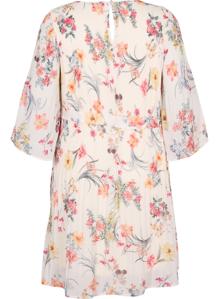 Plisseekleid mit Bindeband und Print, Sugar Swizzle Flower, Packshot image number 1