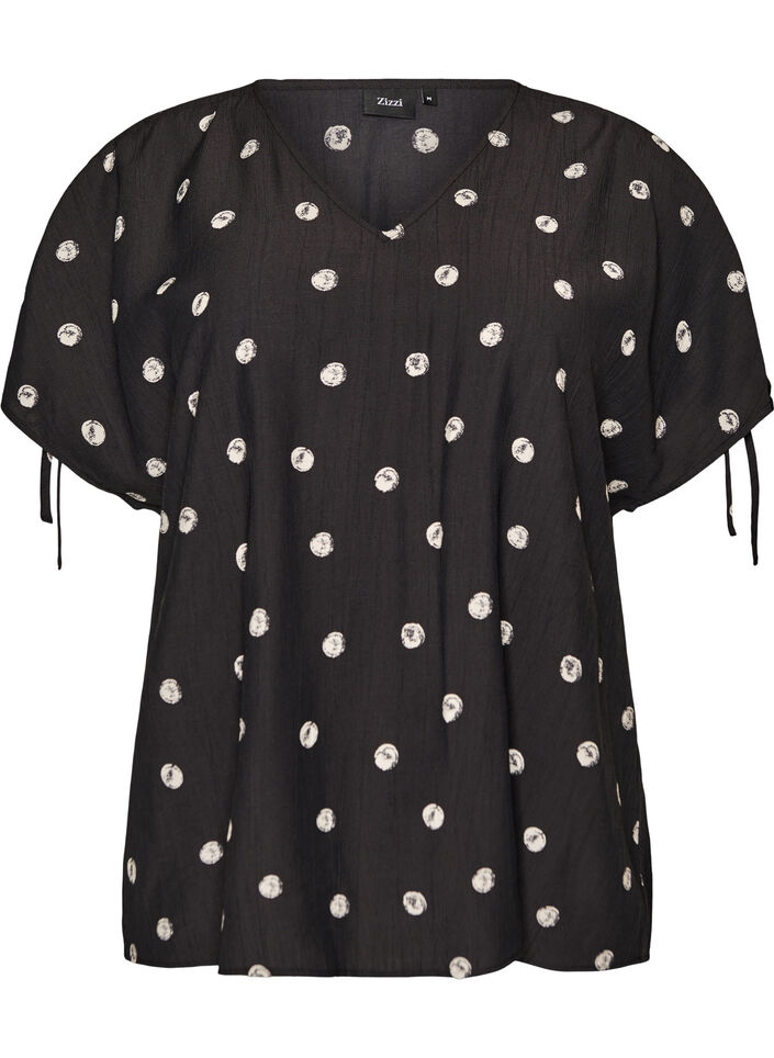 Bluse aus Viskose mit gerafften &Auml;rmeln, Schwarz, Packshot image number 0