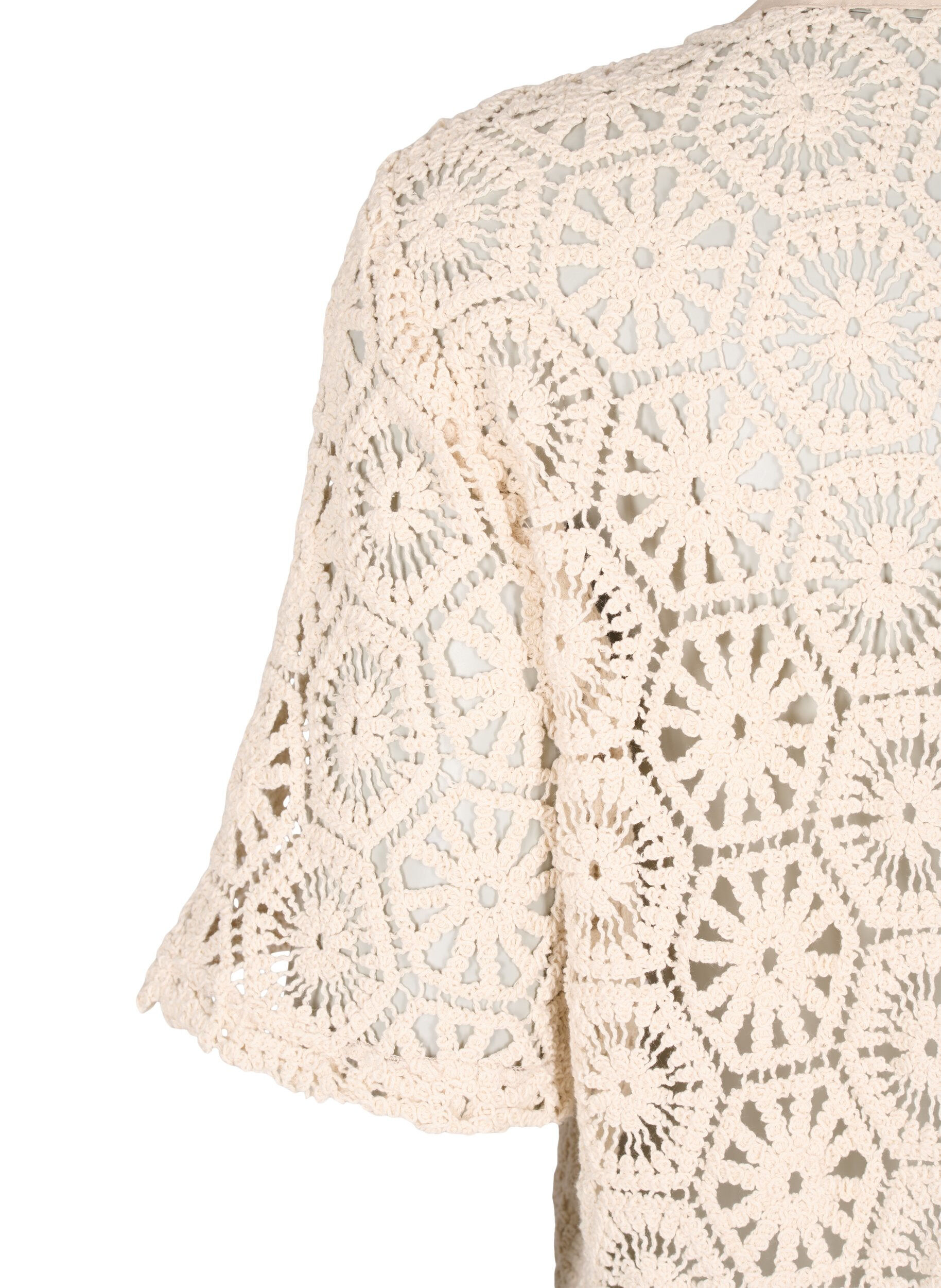 Zizzi H&auml;kel Cardigan mit kurzen &Auml;rmeln, Beige, Packshot image number 3