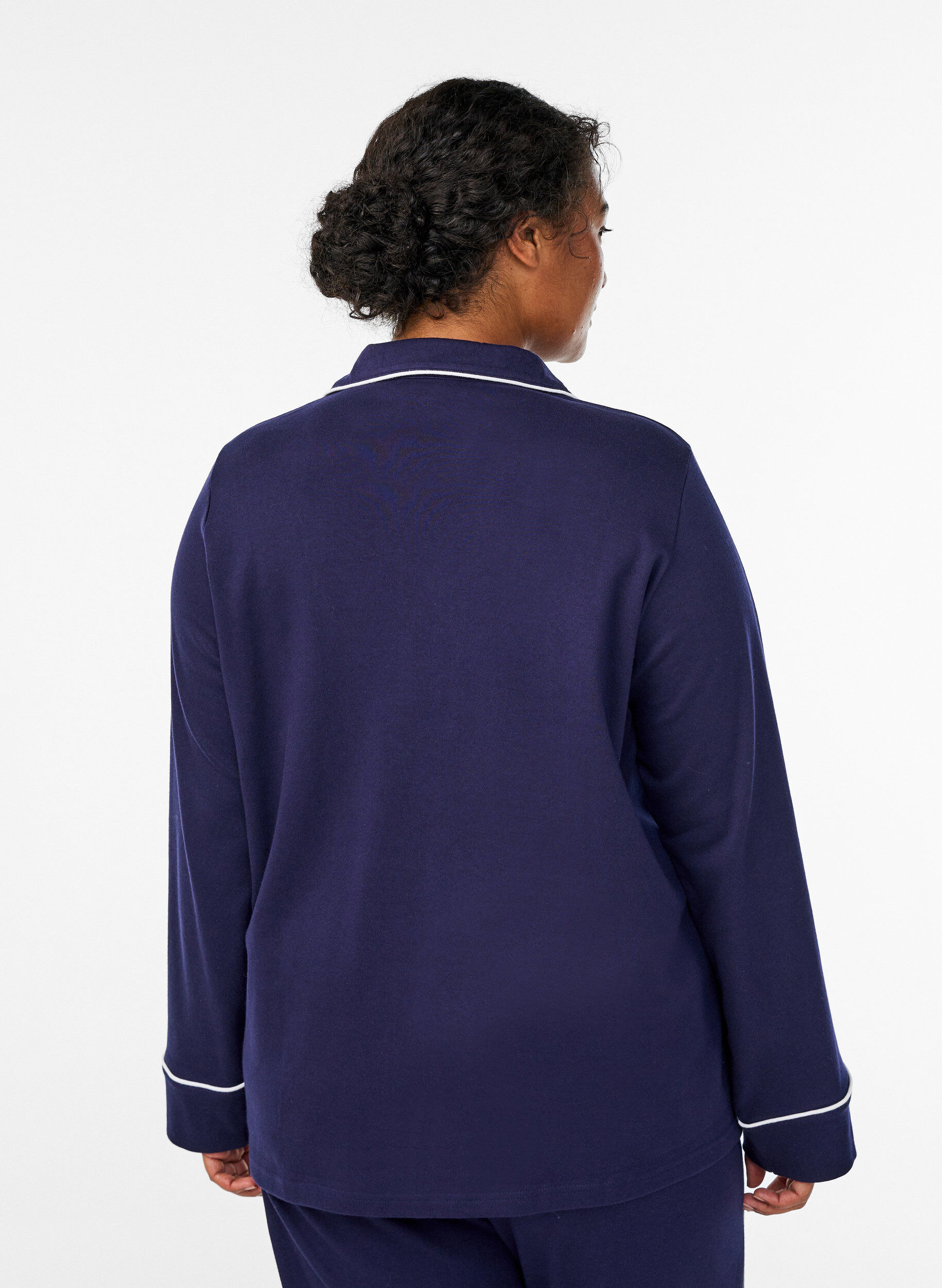 Zizzi Pyjamahemd aus Baumwolle mit Brusttasche, Blau, Model image number 2