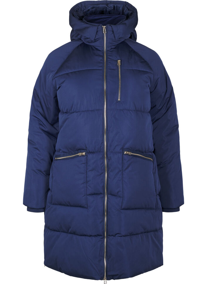 Pufferjacke mit Kapuze, Blau, Packshot image number 0