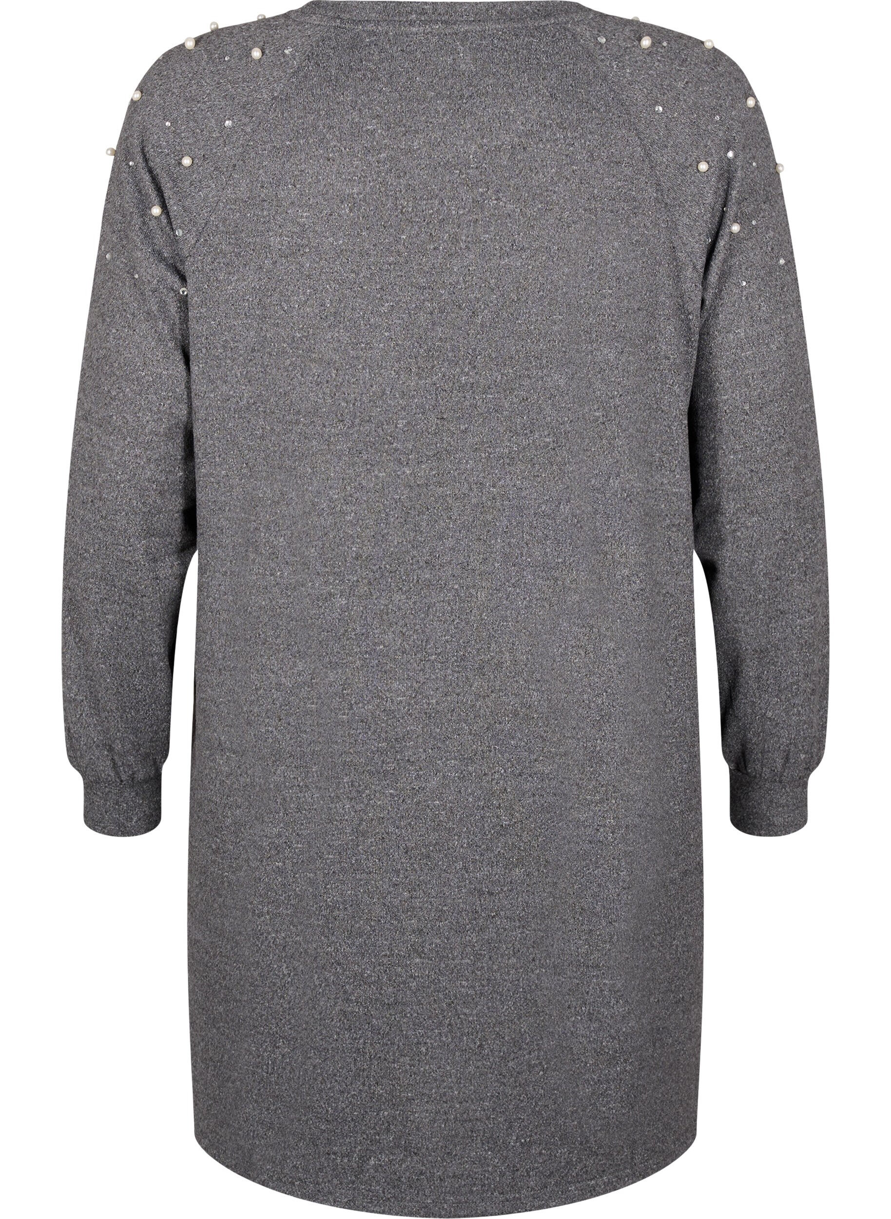 Zizzi Robes &agrave; manches longues avec perles, Gris anthracite, Packshot image number 1