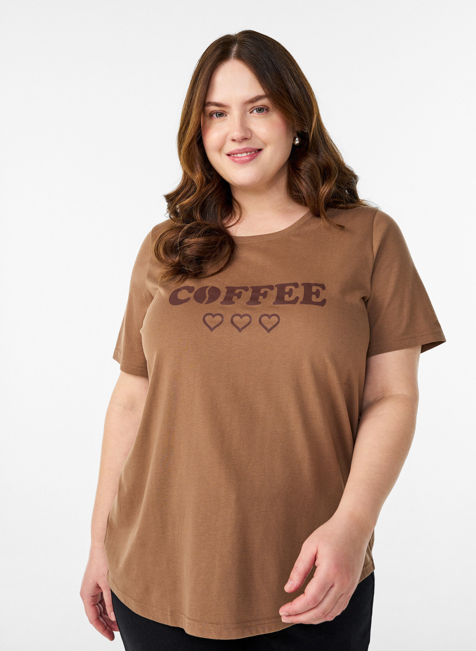 T-shirt imprim&eacute;, Marron, Model