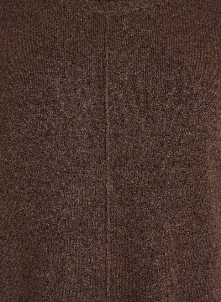 Robe pull avec col roul&eacute; et fentes, Marron, Packshot image number 2
