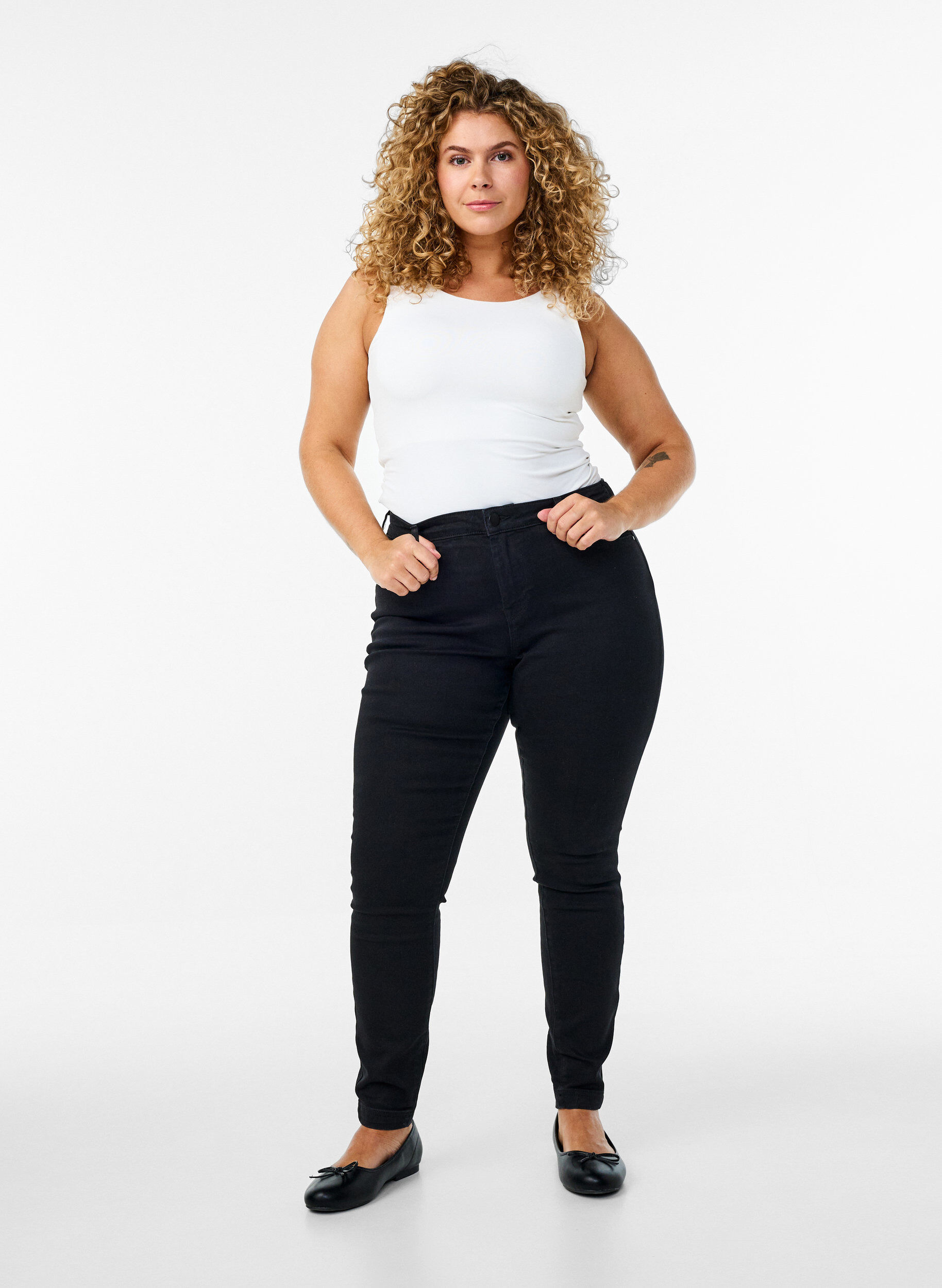 Zizzi Jeggings en m&eacute;lange de coton, Noir, Model image number 0