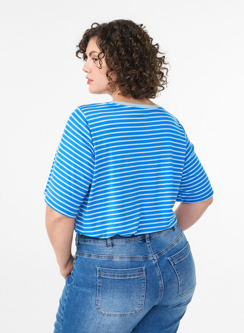 T-shirt en TENCEL&trade; Lyocell &agrave; rayures, Bleu, Model image number 2
