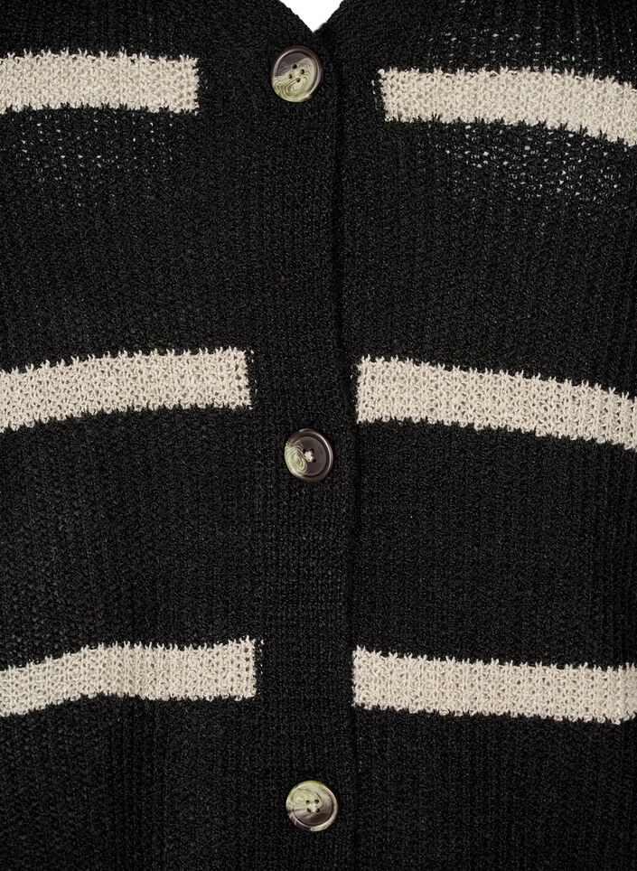 FLASH - Gestreifter Strickcardigan mit Knöpfen, Schwarz, Packshot image number 2