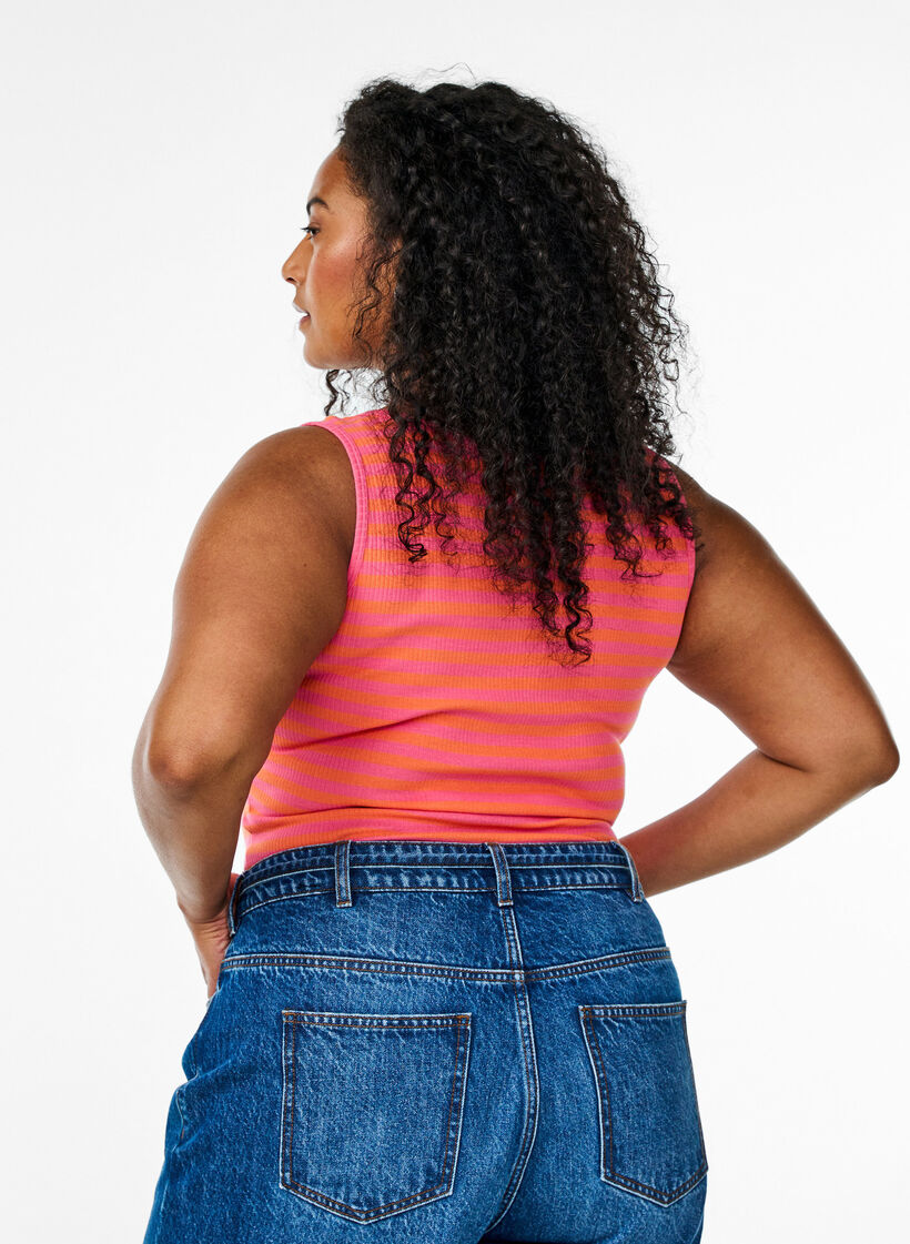 D&eacute;bardeur &agrave; rayures avec une structure c&ocirc;tel&eacute;e, Corail, Model image number 2