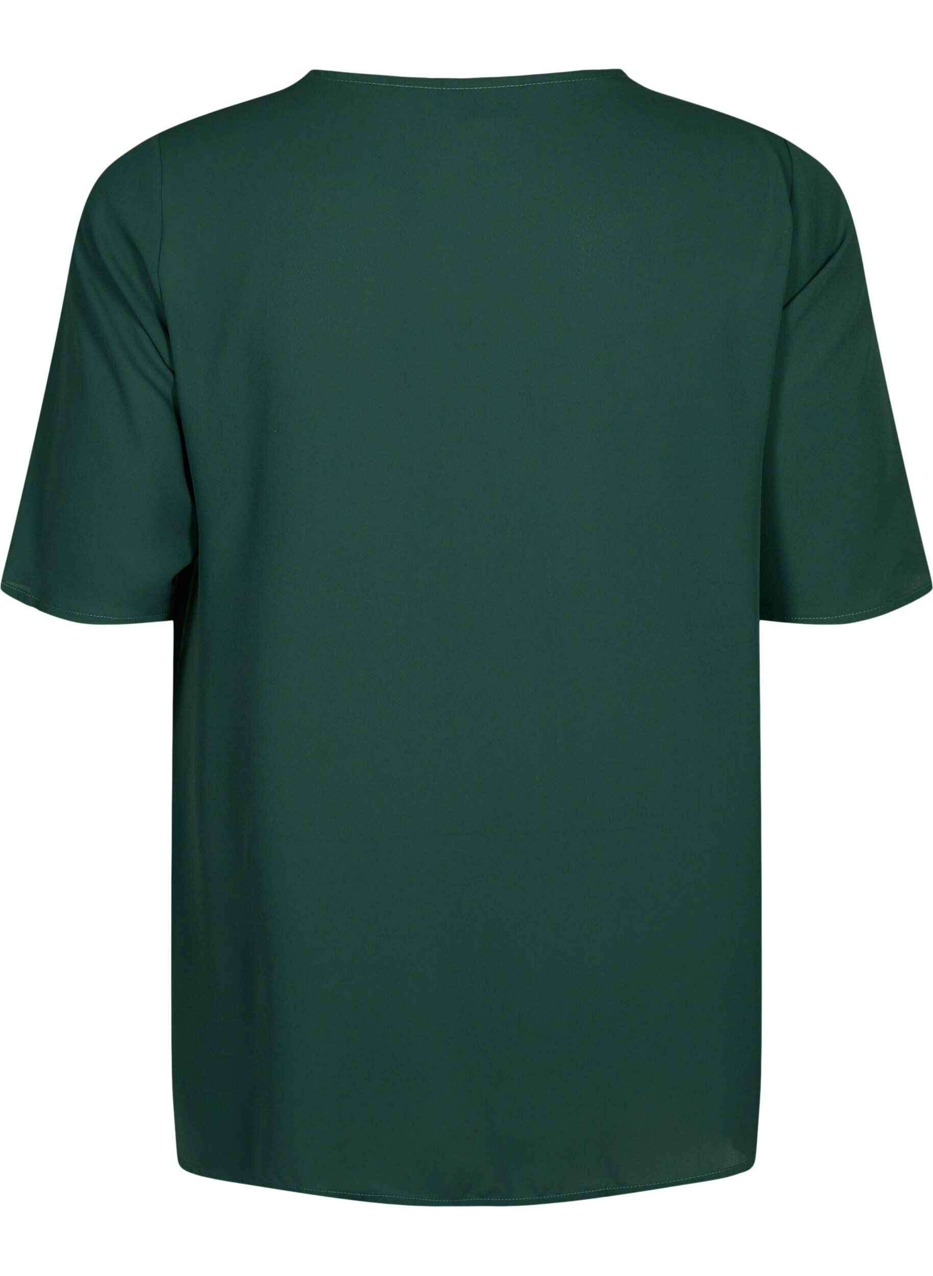 Zizzi V-Ausschnitt Bluse mit Rei&szlig;verschluss, Scarab, Packshot image number 1