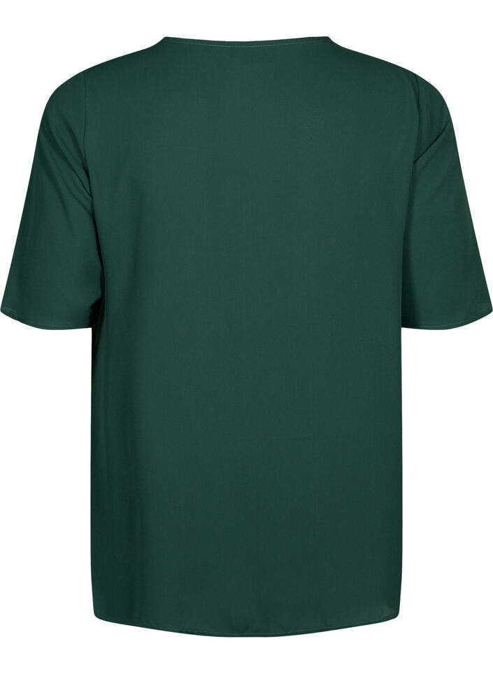 Blouse à encolure en V avec fermeture éclair, Scarab, Packshot image number 1