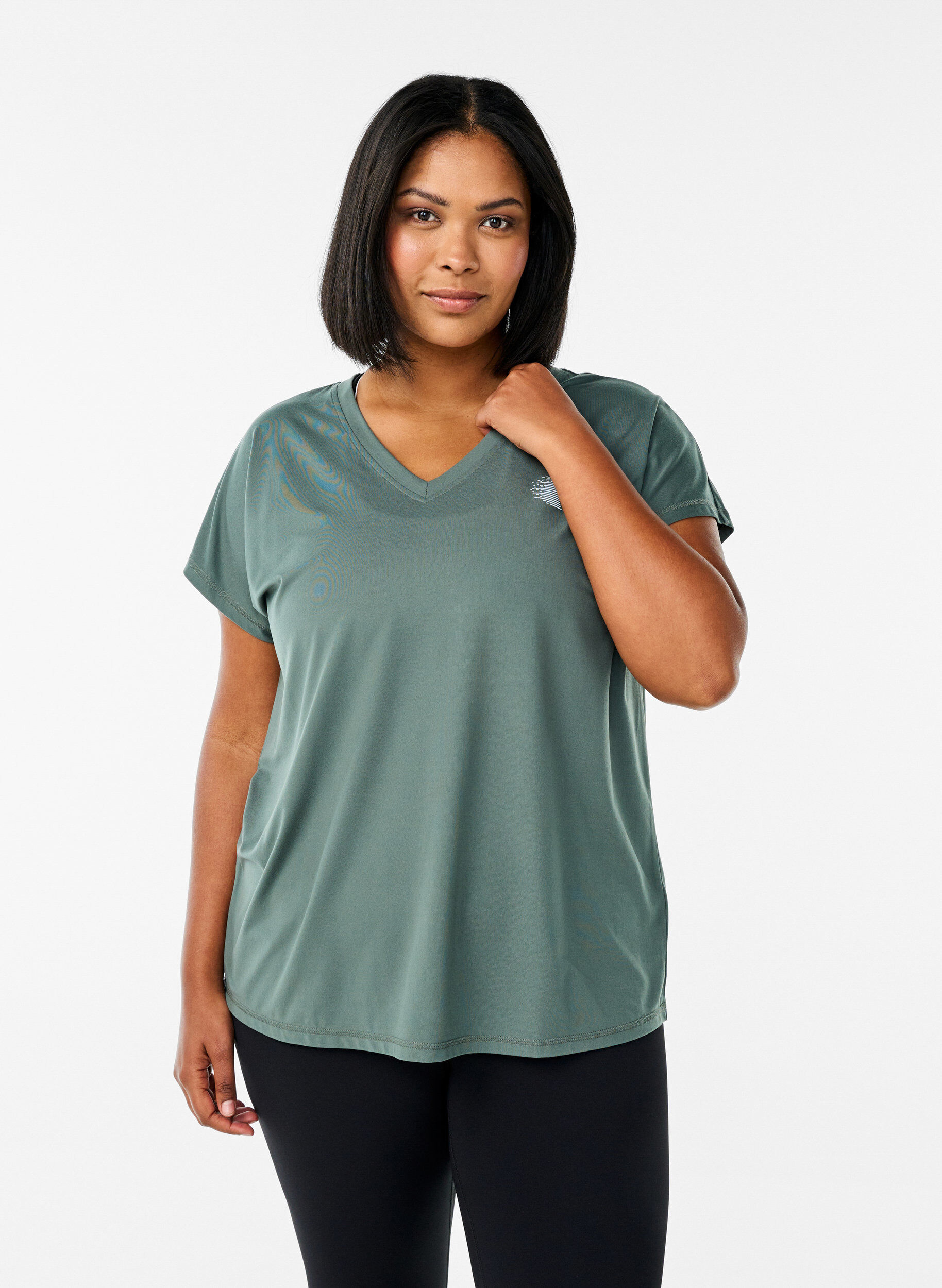 ZizziT-shirt de sport ample avec col en v, Vert clair, Model image number 0