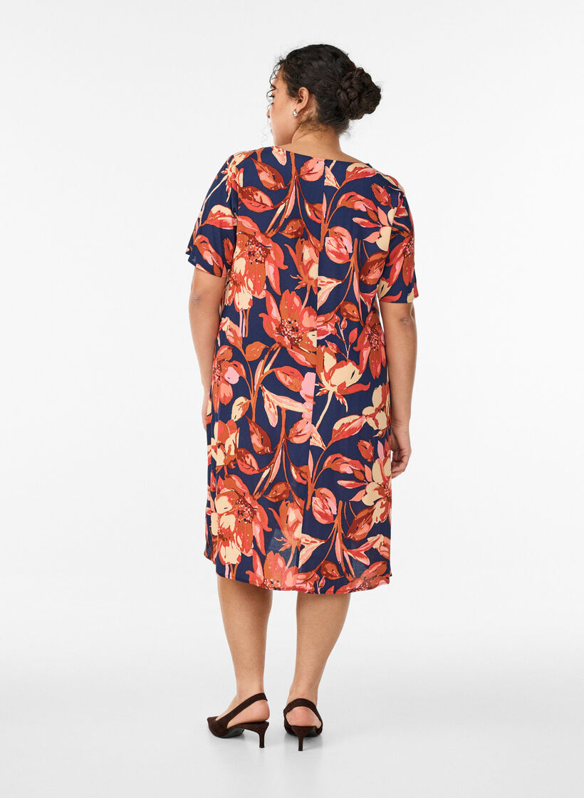 Robe &eacute;vas&eacute;e en viscose, Orange, Model image number 2