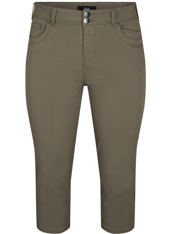 Pantalon capri ajusté en mélange de viscose, Dusty Olive, Packshot image number 0