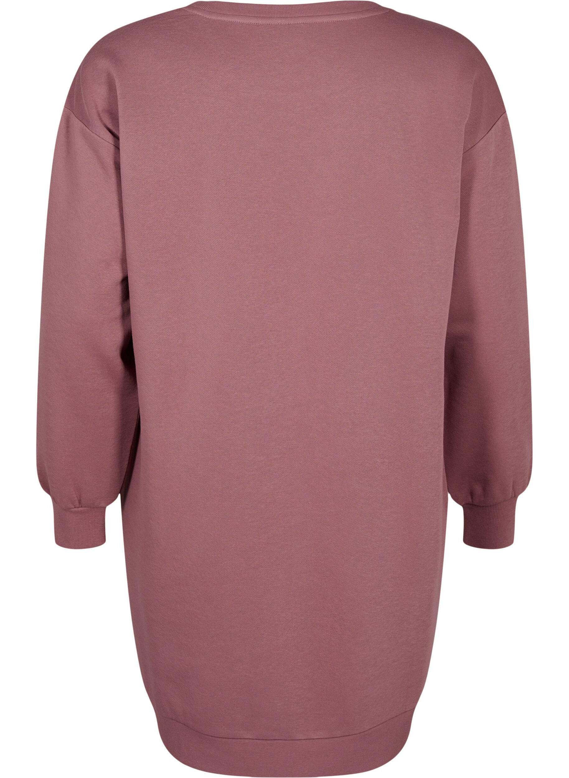 Zizzi Sweatkleid mit gestickten Details, Rose Brown, Packshot image number 1