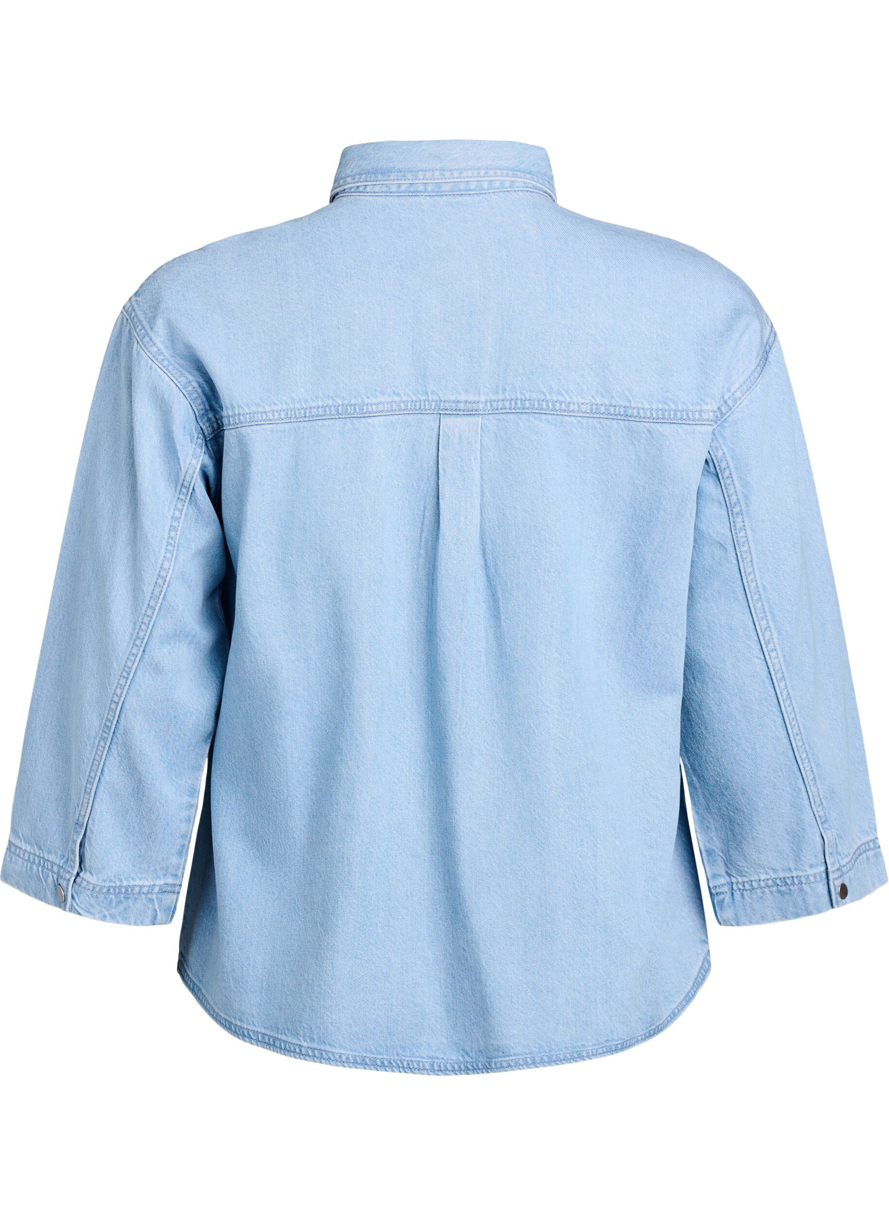 Zizzi Chemise en denim ample avec manches 3/4, Bleu Clair, Packshot image number 1