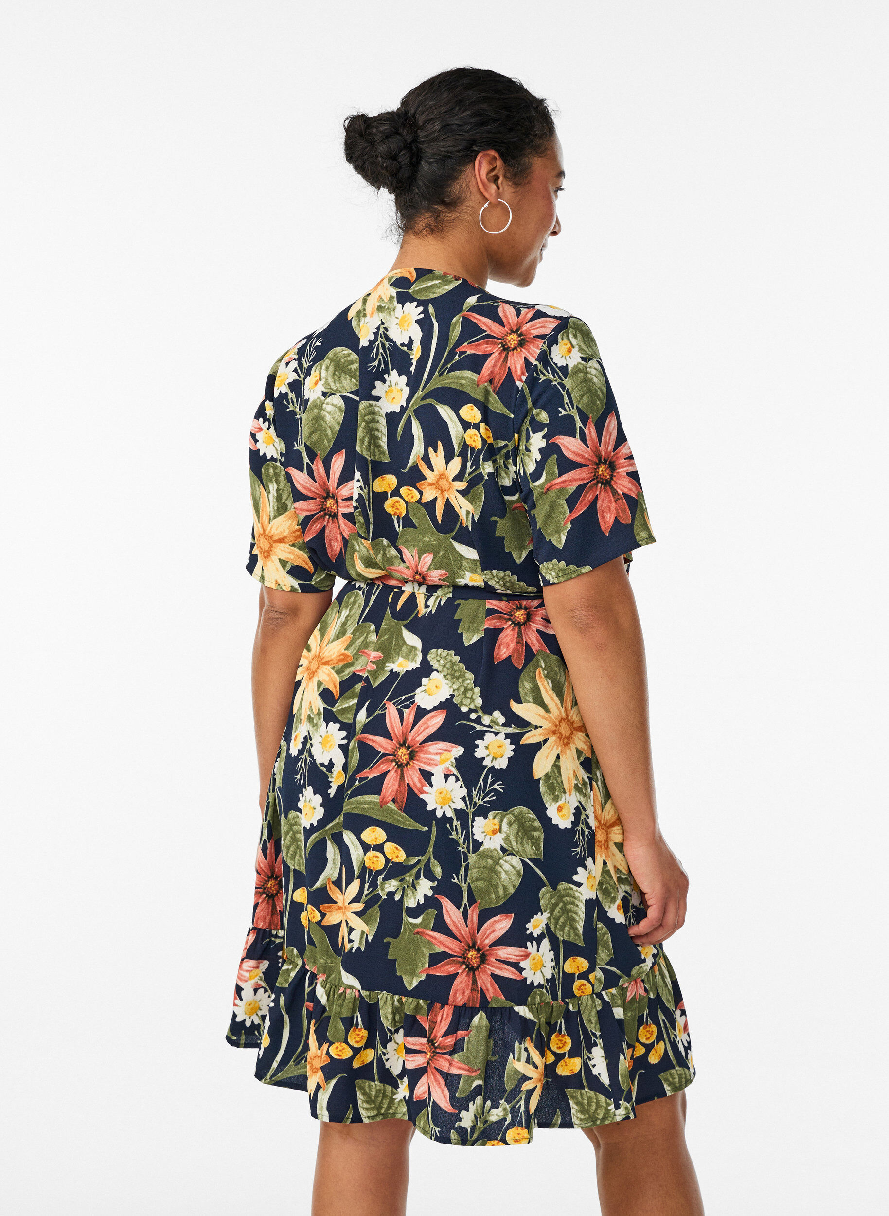 ZizziRobe portefeuille &agrave; fleurs et manches courtes, Bleu, Model image number 2