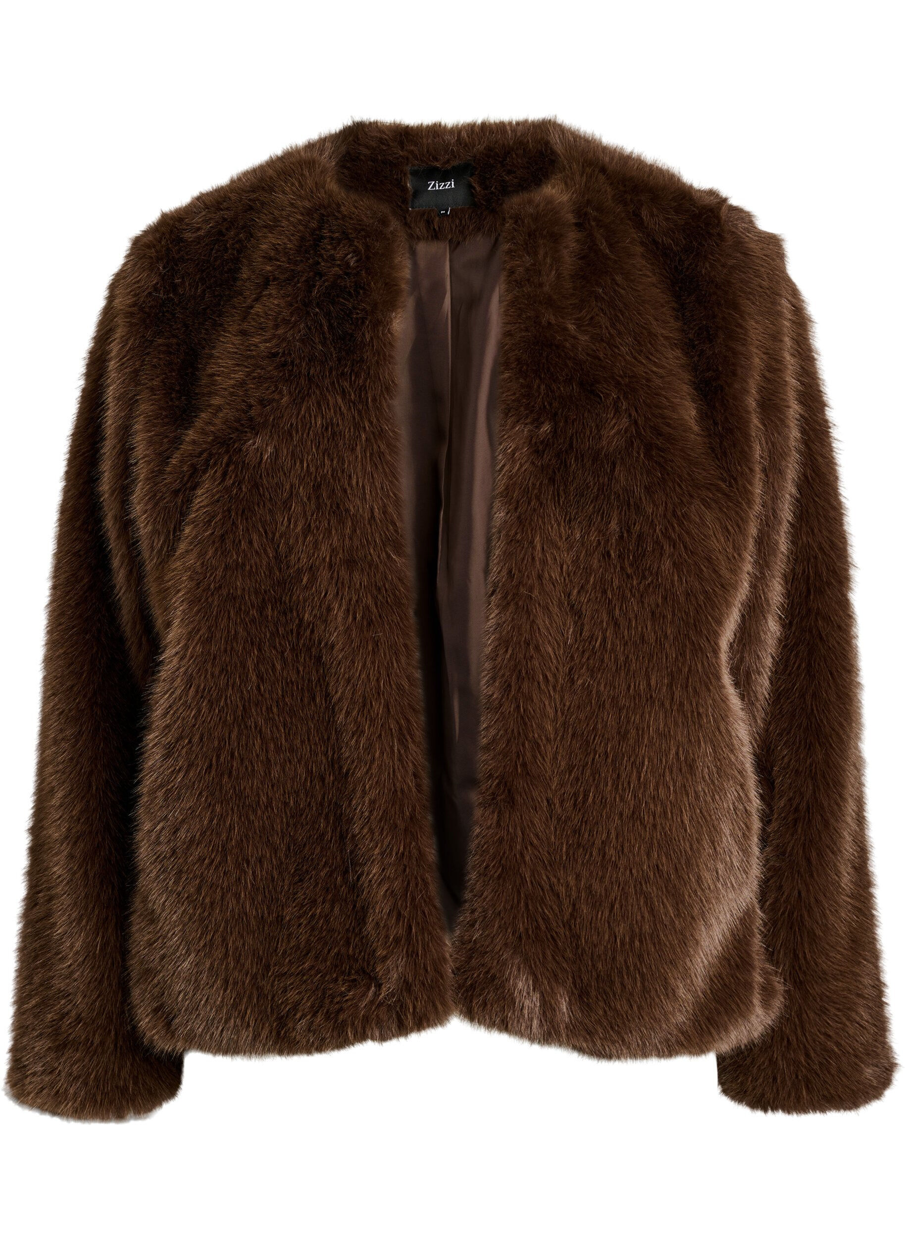 Veste courte en fausse fourrure ouverte sur le devant