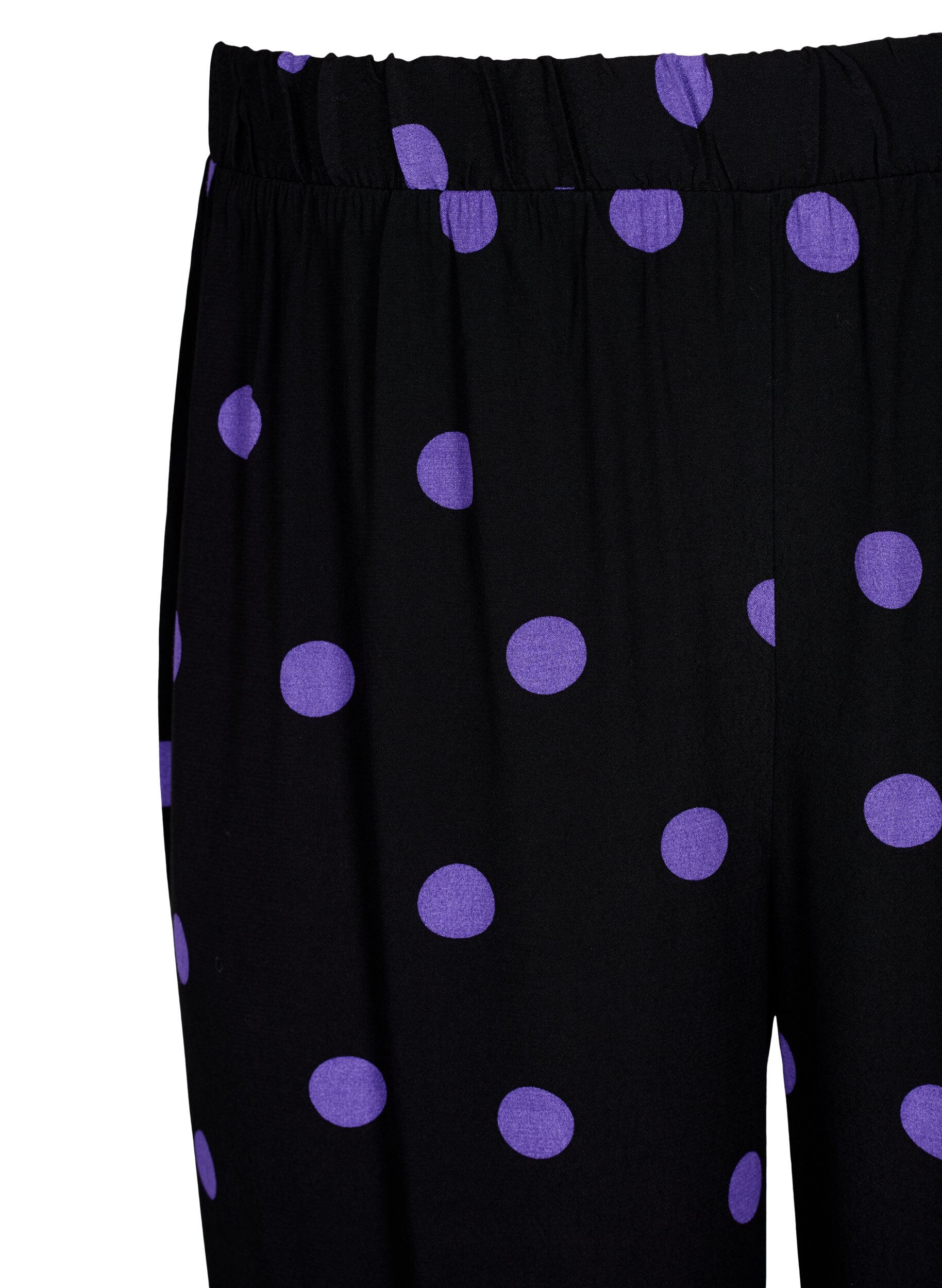 Zizzi Viskosehose mit Punkten, Black w. Purple Dot, Packshot image number 2